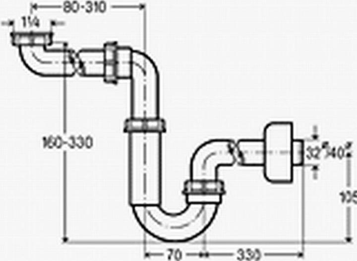 Produktbild Viega Platzsparender Rohrsiphon 5/4" DN32 weiss (606220) (Röhrensiphon, 1 1/4")