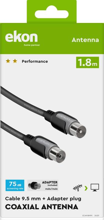 Actual product image Ekon Male antenna / female cable + adapter 75dB (Antenna cable)