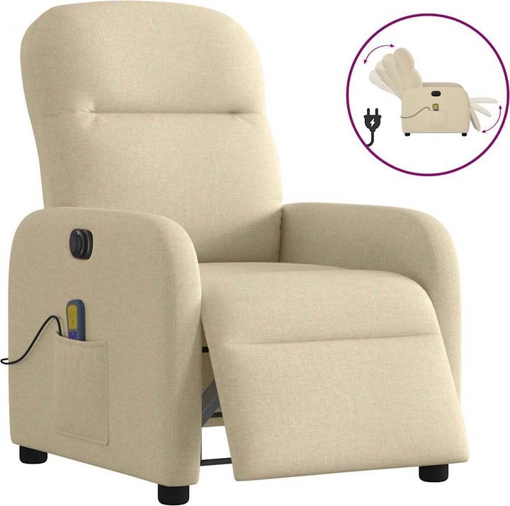 Actual product image vidaXL Massage chair electric cream fabric