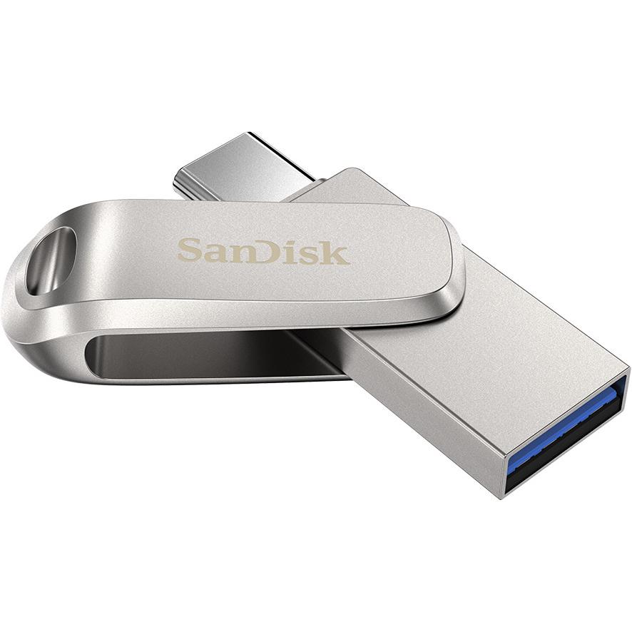 SanDisk Ultra Dual Drive Luxe (128 GB, USB-C, USB-A), USB Stick, Silber