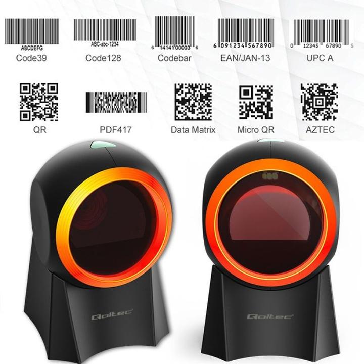Produktbild Qoltec 50857 Kabelgebundener Desktop-Barcodescanner 1D | 2D (1D-Barcodes, 2D-Barcodes, QR-Code)
