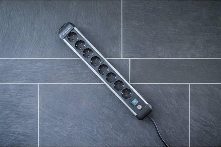 Productafbeelding Brennenstuhl 1391030800 Meervoudige wandcontactdoos met schakelaar zilver-zwart beschermcontact 1 st. (8 x, CEE 7/3, 3 m)