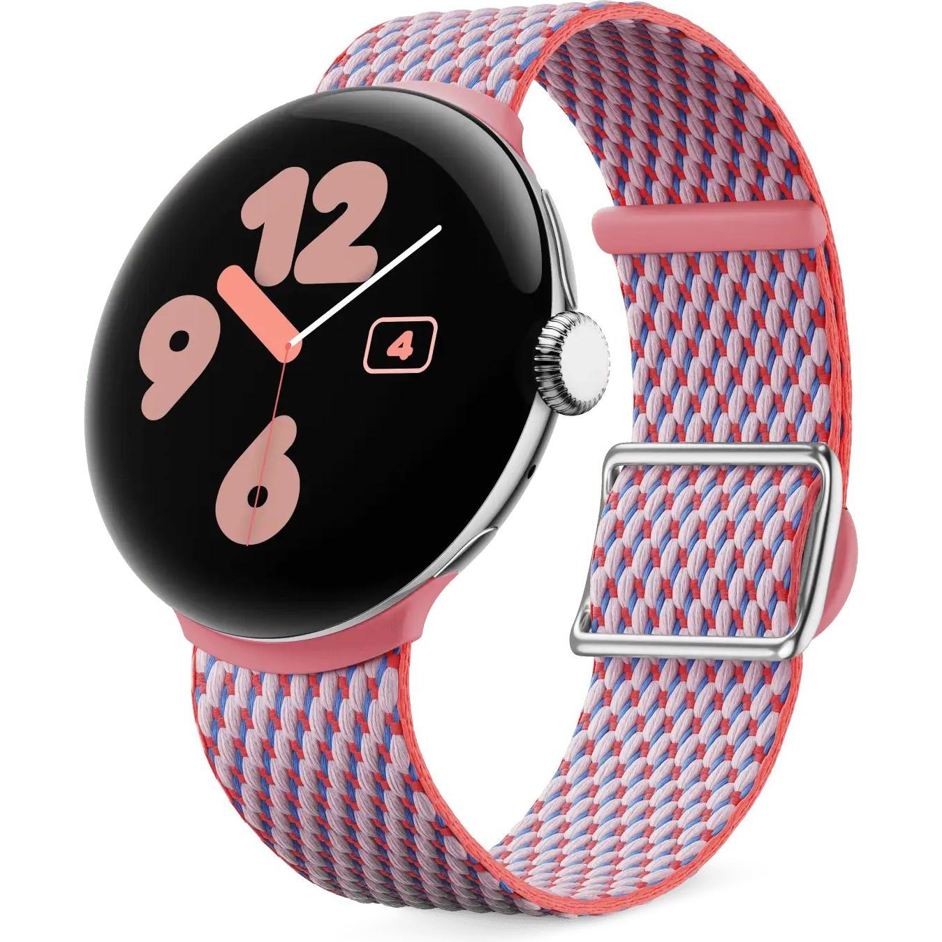 Thumbnail - Google Pixel Watch 3 (41mm), Woven Band, Peony (Edelstahl, Kunststoff, recyceltes Polyester-Garn), Uhrenarmband, Rosa