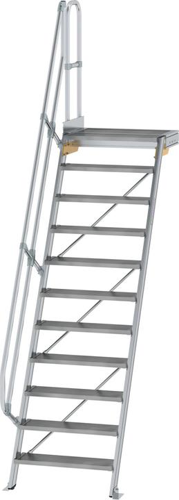 Produktbild Munk Treppe mit Plattform 60° Stufenbreite 800 mm 11 Stufen Aluminium geriffelt (Gerüst, 80 cm)