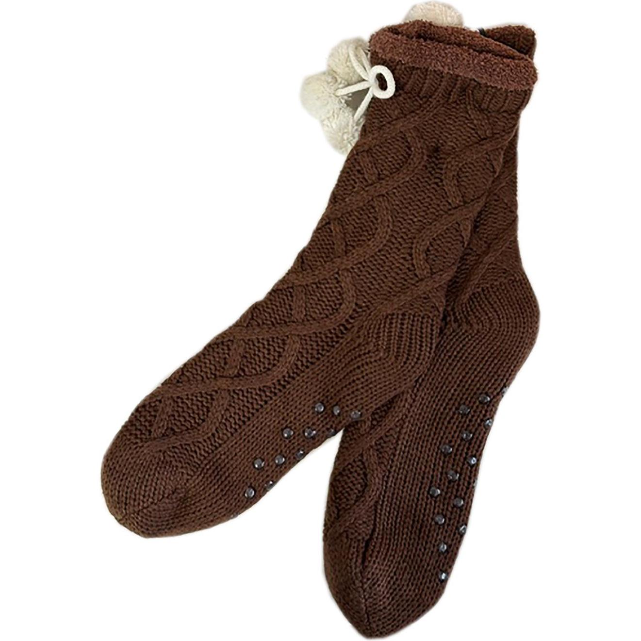Mojawo, Damen, Socken, Da Home Socks Hüttenschuhe Stoppersocken gefüttert Braun Gr 35-38, Braun, (35 - 38)