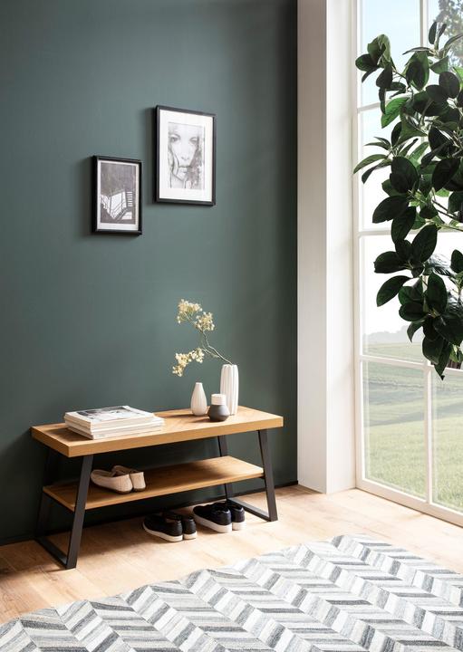 Actual product image FineBuy Schuhbank 100 cm Garderobenbank Eiche Fischgrät Dekor Flur Schuhregal (40 cm)