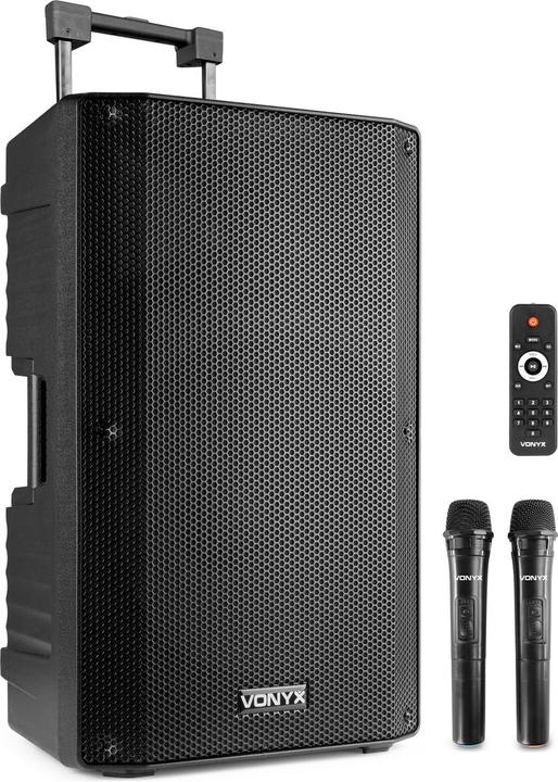 Actual product image speaker - Vonyx VSA500 - Trolley speaker met Bluetooth en 2 draadloze microfoons - 800W (Active)