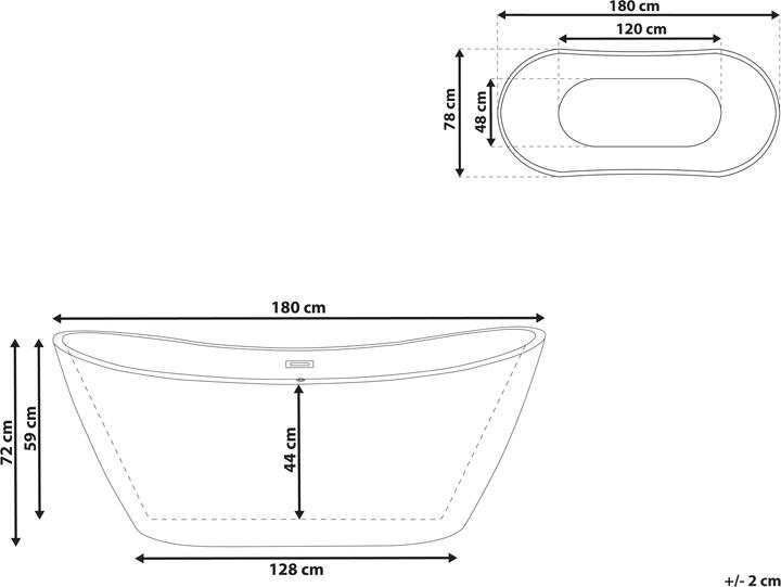Actual product image Beliani Bathtub freestanding black oval 180 x 78 cm ANTIGUA (253 l, 180 cm, 180 cm)