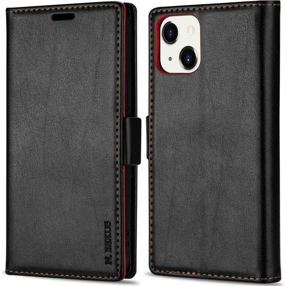 N.Bekus iPhone 14 Plus - Flip Case Hülle schwarz (Apple iPhone 14 Plus), Smartphone Hülle, Schwarz