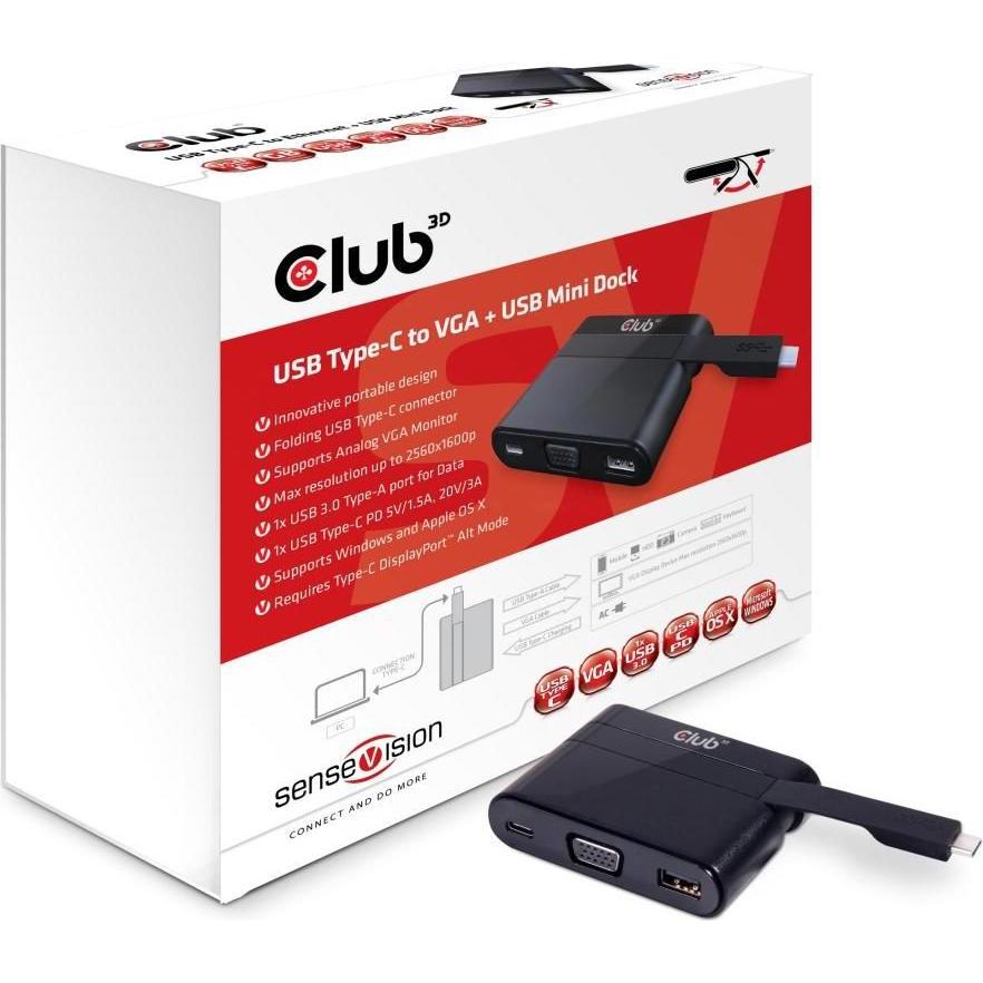 Club 3D USB 3.0 Typ C, Dockingstation + USB Hub
