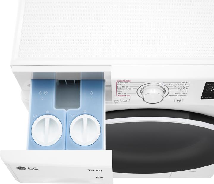 Actual product image LG F4R3710NSWW Washing machine 10 kg AI DD, Class A-10%, 1400 rpm, Auto-dosing, Wi-Fi (10 kg, Left)