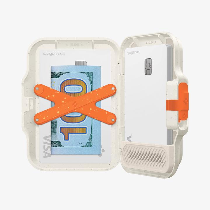 Actual product image Spigen MagSafe Card Holder Tin Tap MagFit+ Dune Beige