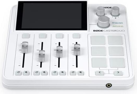 Produktbild RØDE Rodecaster Duo Audio Production Studio Weiss mit WIME TX und Tuch