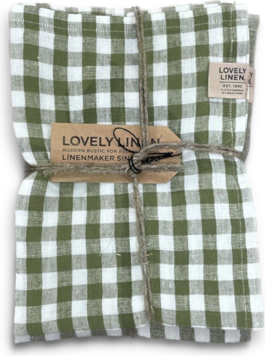 Produktbild Lovely Linen Misty Tischläufer Leinen square jeep green (45 x 150 cm)