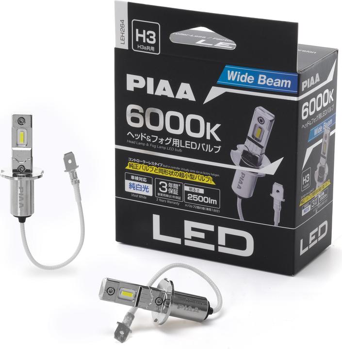 Actual product image PIAA LEH264 LED-Umrüstlampenpaar für H3-Scheinwerfer 6000K/11W (H3)