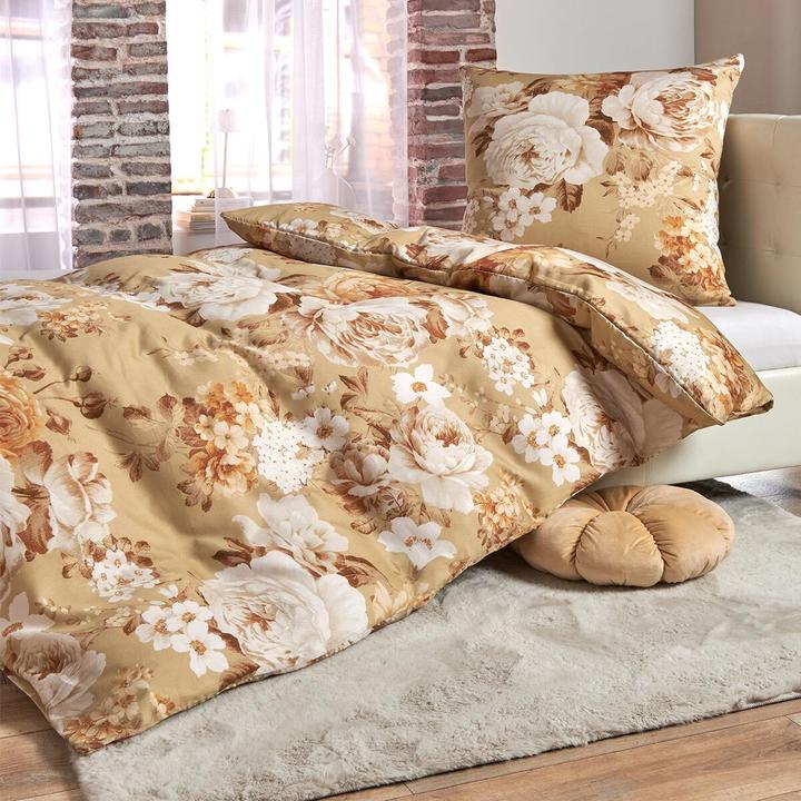 Produktbild Traumschlaf Mako-Satin Bettwäsche Rosi beige (Bettwäsche Set, 135x200 cm + 80x80 cm)