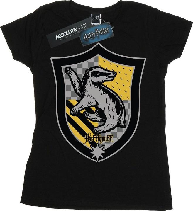 Actual product image Womens/Ladies Hufflepuff Crest Flat Cotton T-Shirt (S)