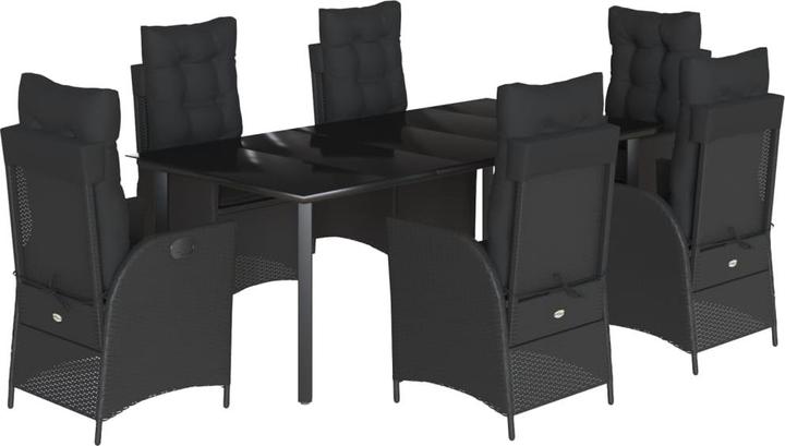Produktbild VidaXL Gartenmöbel Essgruppe Gartengarnitur Sitzgruppe 7tlg. Schwarz Poly Rattan (200 cm)