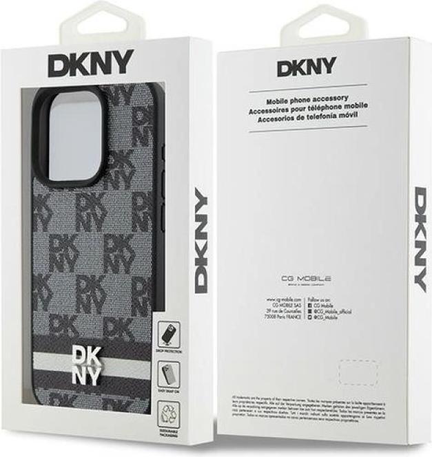 Actual product image DKNY DKHCP15XPCPTSSK iPhone 15 Pro Max 6.7" czarny/black hardcase Leather Checkered Mono Pattern & P (Apple iPhone 15 Pro Max)