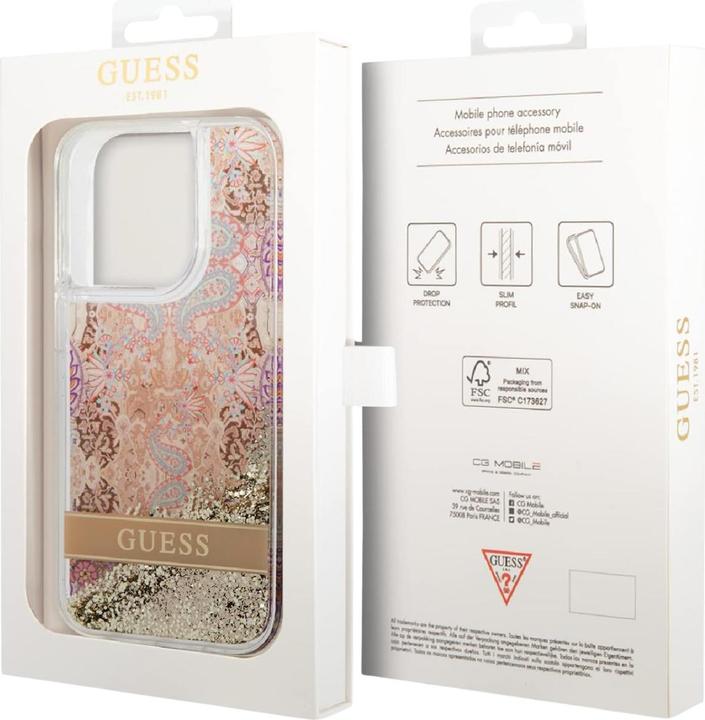 Actual product image Guess GUHCP14XLFLSD iPhone 14 Pro Max 6.7" złoty/gold hardcase Paisley Liquid Glitter (Apple iPhone 14 Pro Max)