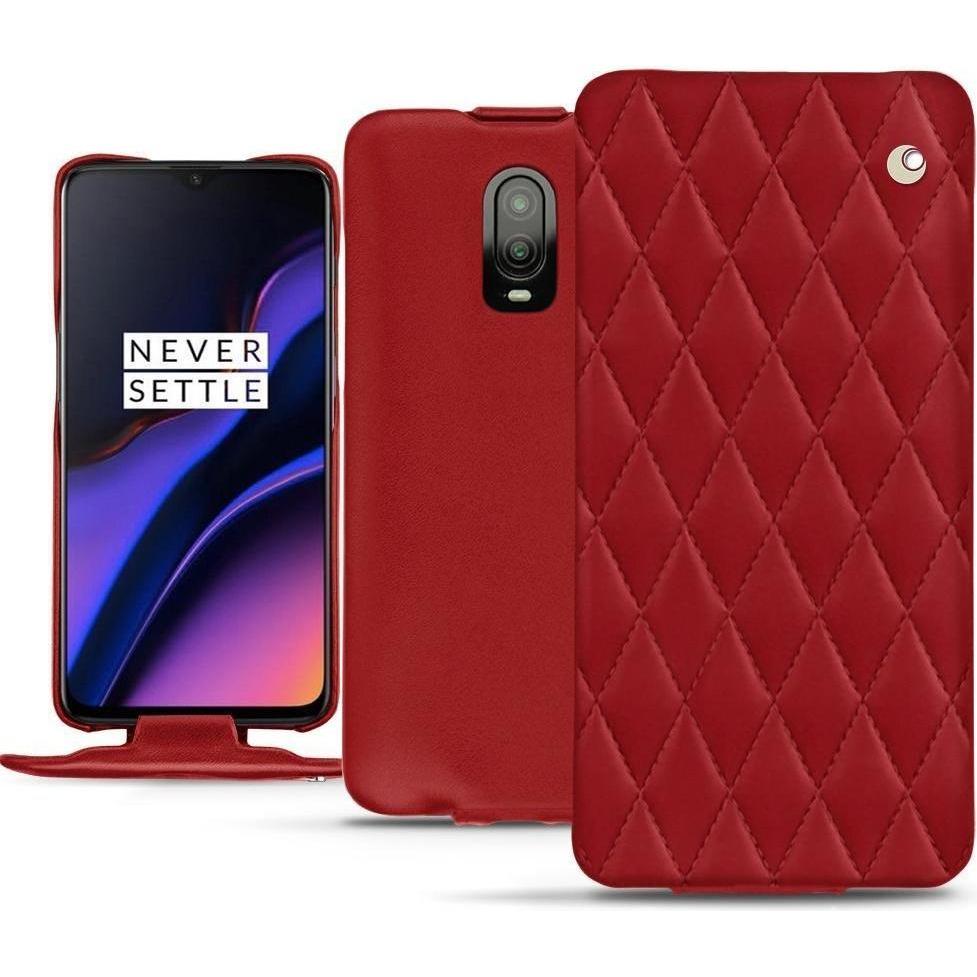 Noreve Lederschutzhülle vertikal (OnePlus 6T), Smartphone Hülle, Rot