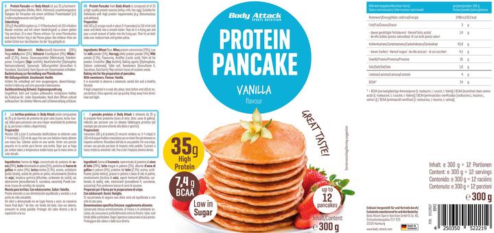Valeurs nutritives et ingrédients Body Attack Pancake aux protéines (300g) (Babeurre, 1 pcs, 300 g)