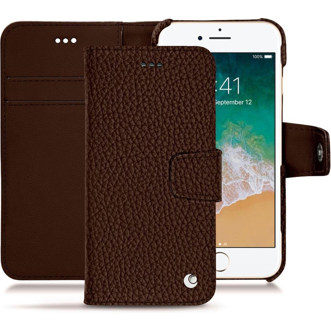 Noreve Lederschutzhülle Wallet (Apple iPhone 7), Smartphone Hülle, Braun