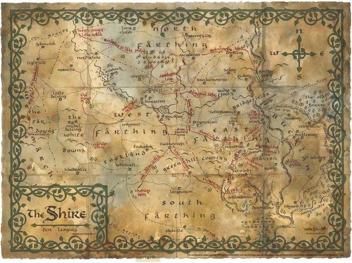 Weta Workshop Le Hobbit impression Art Print Map of the Shire 74 x 54 cm (74 x 54 cm)