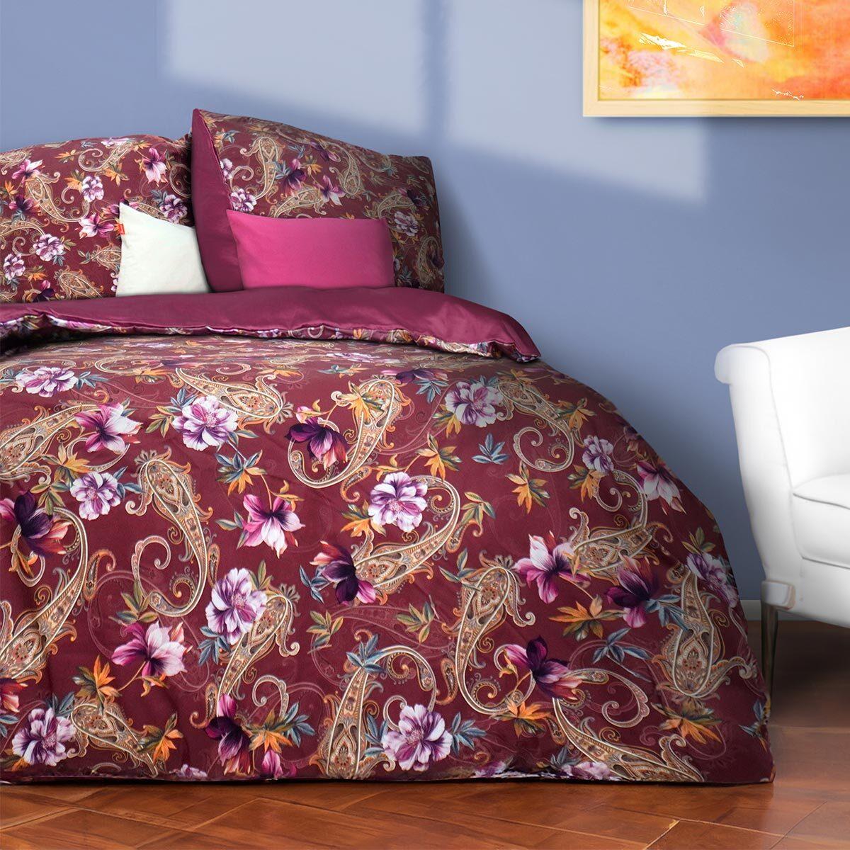 Thumbnail - Fleuresse, Bettwäsche, Mako-Satin Bettwäsche Bed Art S Portsmouth rot (Bettwäsche Set, 135x200 cm + 80x80 cm)