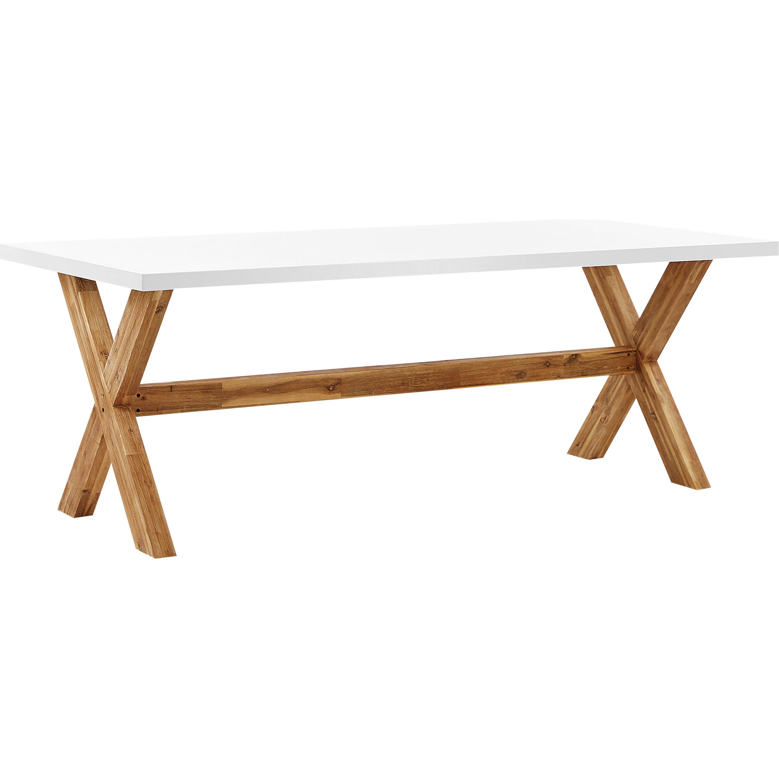 Beliani, Gartentisch + Balkontisch, Gartenmöbel Set Faserzement 200 x 100 cm 6-Sitzer Stühle weiss / schwarz OLBIA (200 ...