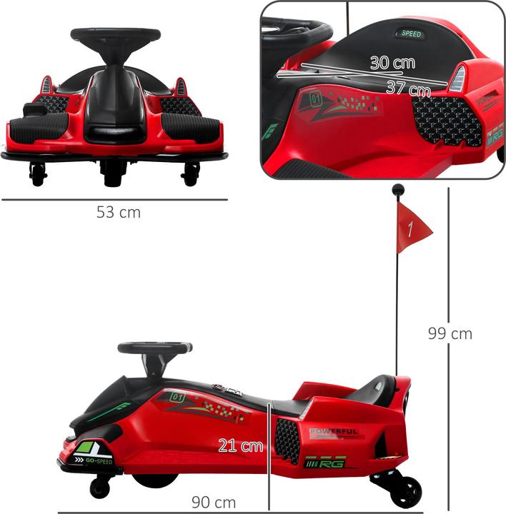 Actual product image Homcom Kinder Elektro Gokart Kunststoff, Metall Rot