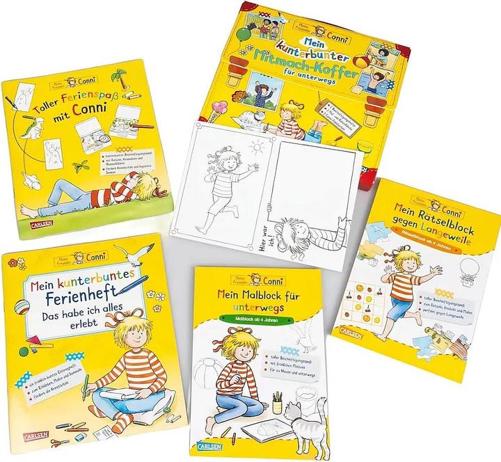 Productafbeelding Conni Gelbe Reihe (Beschäftigungsbuch): Mein kunterbunter Mitmach-Koffer für unterwegs (Buch-Set
