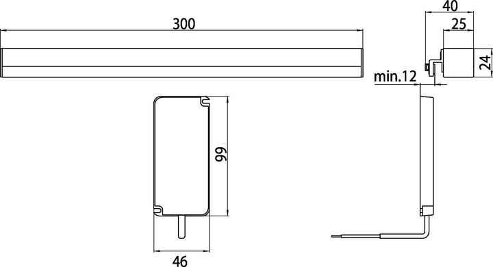 Actual product image Emco LED mirror clamp-on luminaire SYSTEM 2 horizontal, chrome 300mm