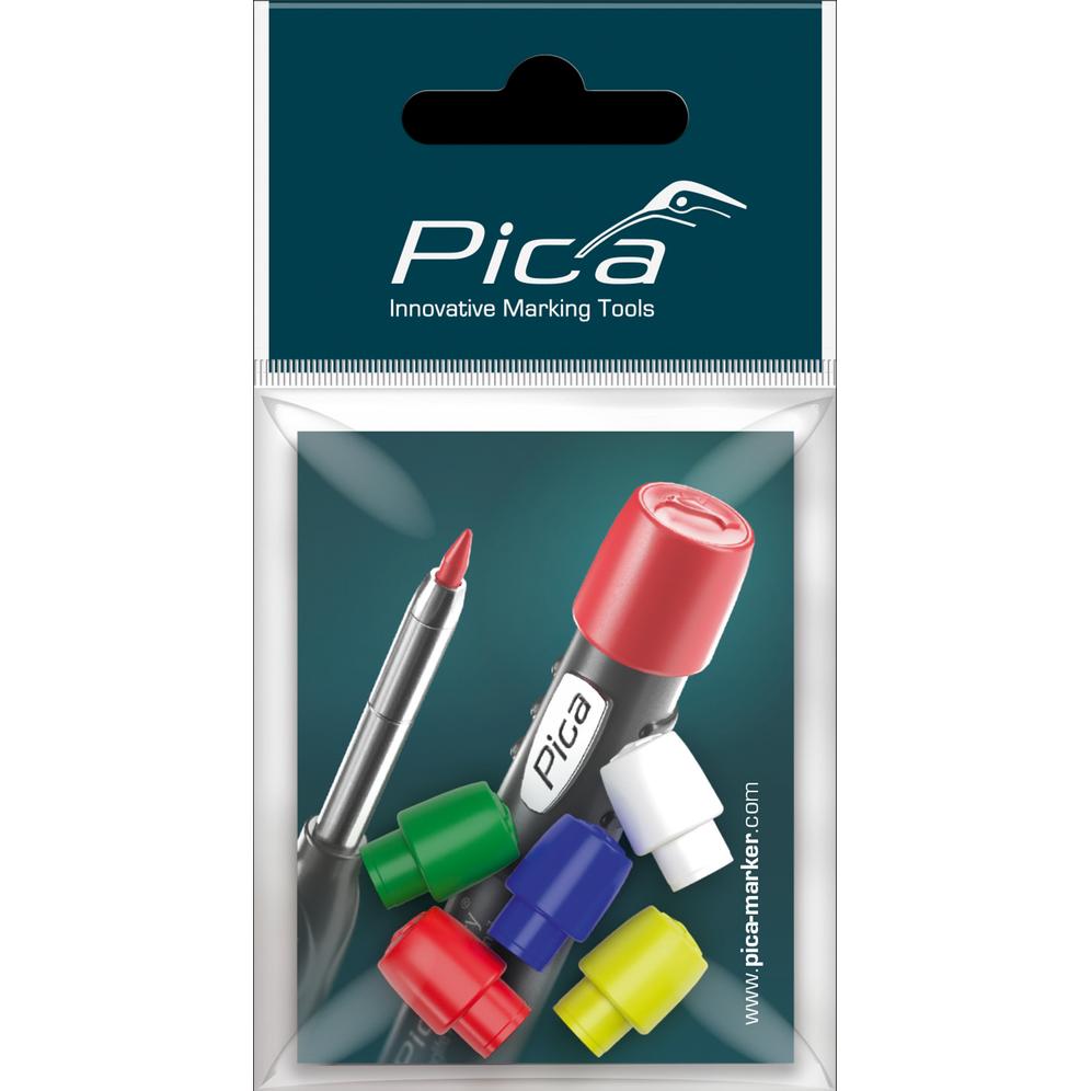 Pica, Marker, Zubehör-Set farbige Kappen für Pica-Dry 5 Stk. (Blau, Dunkelgrün, Weiss, Gelb, Rot, 5 x)