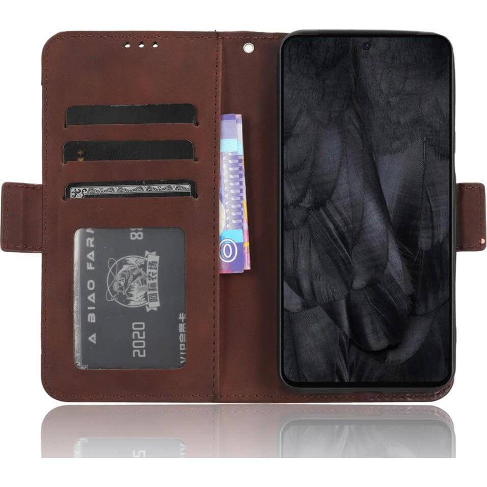 Thumbnail - Cover-Discount Google Pixel 8 - Etui mit vielen Kartenfächer braun (Google Pixel 8), Smartphone Hülle, Braun