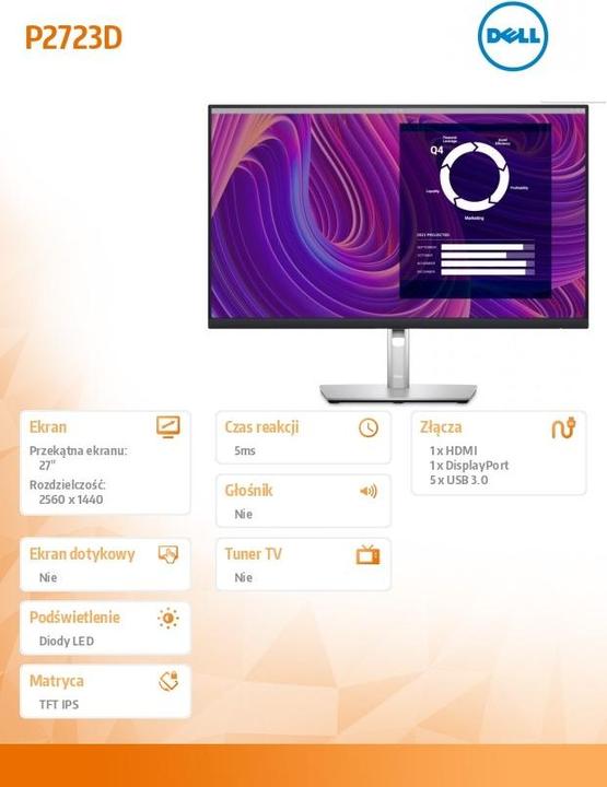 Produktbild Dell P2723D (2560 x 1440 Pixel, 27")