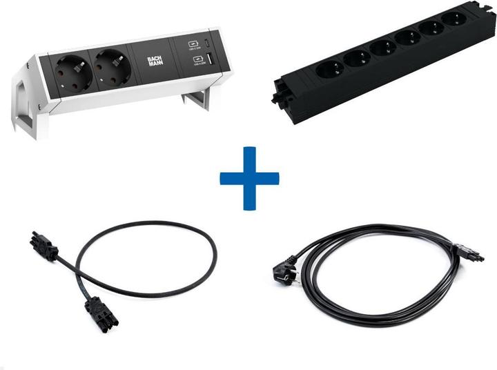 Produktbild Bachmann Steckdosenleisten-Set DESK 2 + STEP BASE inkl. GST18 Kabel (6 x)