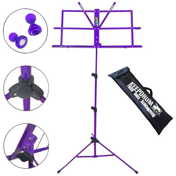 keepdrum MUS2FL Notenpult Lila mit 2 Magnete Lila, Notenständer, Violett