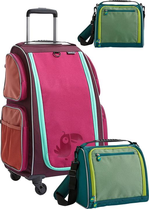 Haba Kinderkoffer Rolltrolley mit Trolleytasche und Kulturbeutel