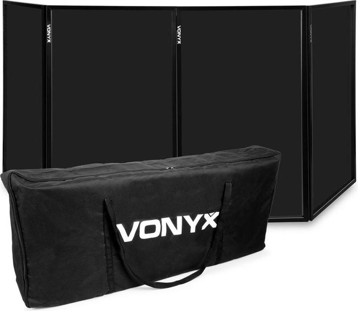 Vonyx DJ Booth - DB2B DJ screen including bag - Set with 4 panels of 120 x 70 cm with bag - Black