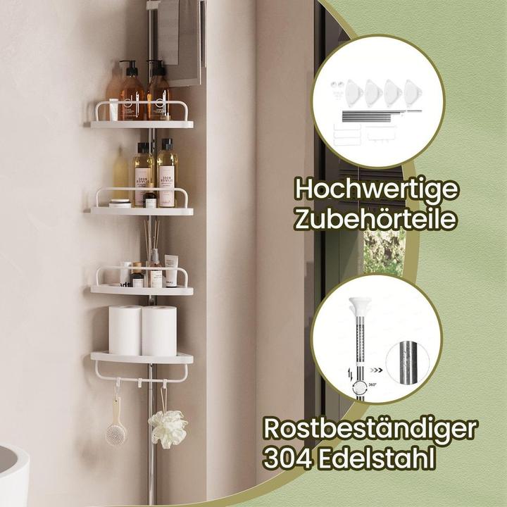 Actual product image Songmics Telescopic shower shelf BCB02SW white 25.0 x 35.0 x 85.0 - 300.5 cm