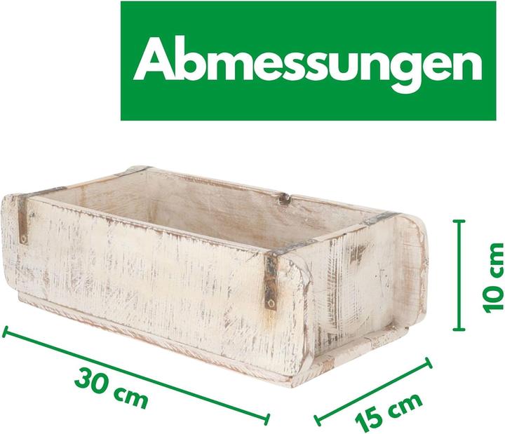 Produktbild Novaliv 2x Holzkiste Vintage Weiss 30 x 15 x 10 cm Alte Ziegelform Holz EIN KAMMER Allzweckkiste aus (30 x 15 x 10 cm)