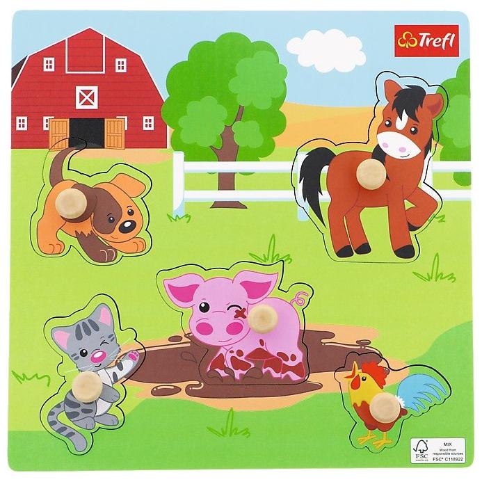 Trefl 61622 Wooden Wedges 5 pieces Farm animals for ages 2+