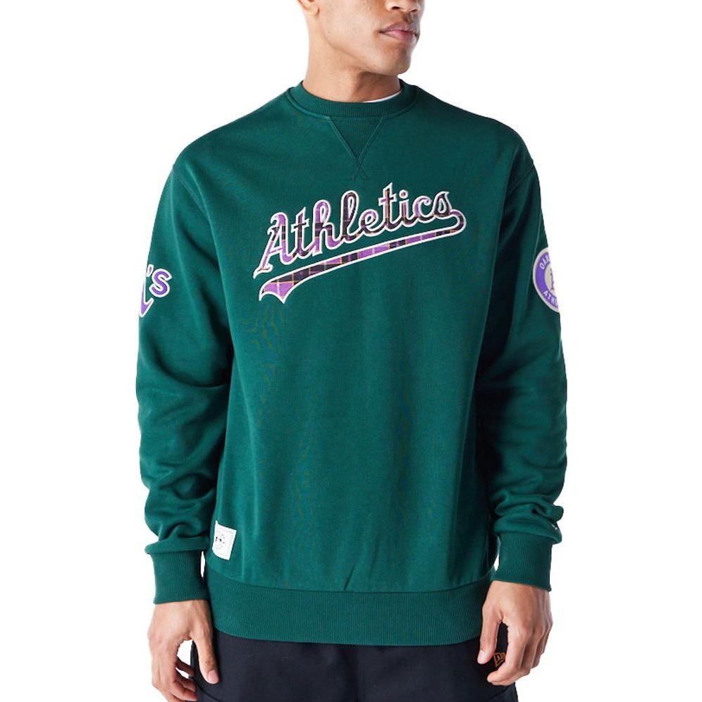 New Era, Herren, Pullover, pullover oakland athletics mlb tartan infill, Grün, (XL)
