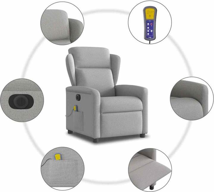 Immagine prodotto vidaXL Poltrona massaggiante elettrica in tessuto grigio nuvola