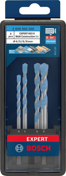 Actual product image Bosch Professional Zubehör EXPERT HEX-9 Multi Construction drill bit set, 4/5/6/8 mm, 4 pcs. (6 millimetres, 5 millimetres, 4 millimetres, 8 millimetres)