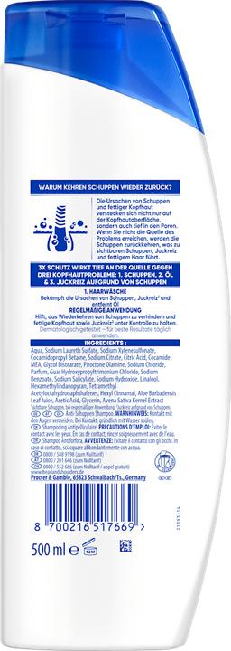 Actual product image Head & Shoulders Anti-Schuppen Shampoo Sensitive Shampoo (Liquid shampoo, 500 ml)