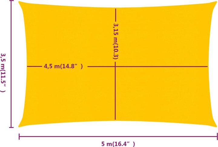 Produktbild vidaXL Sonnensegel 160 g/m² Rechteckig HDPE (3.5 x 5 m)