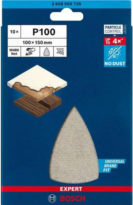 Produktbild Bosch Professional Zubehör EXPERT M480 Schleifnetz für Multischleifer 100 x 150 mm, G 100, 10-tlg. (100)