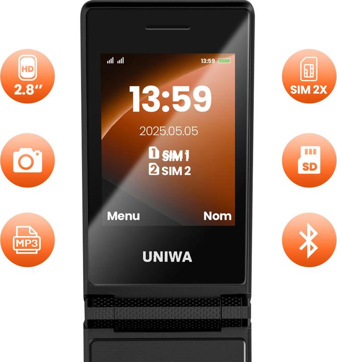 Produktbild Avizar Klapphandy mit 2 Bildschirmen Akku 1200mAh Dual-SIM (2.80")